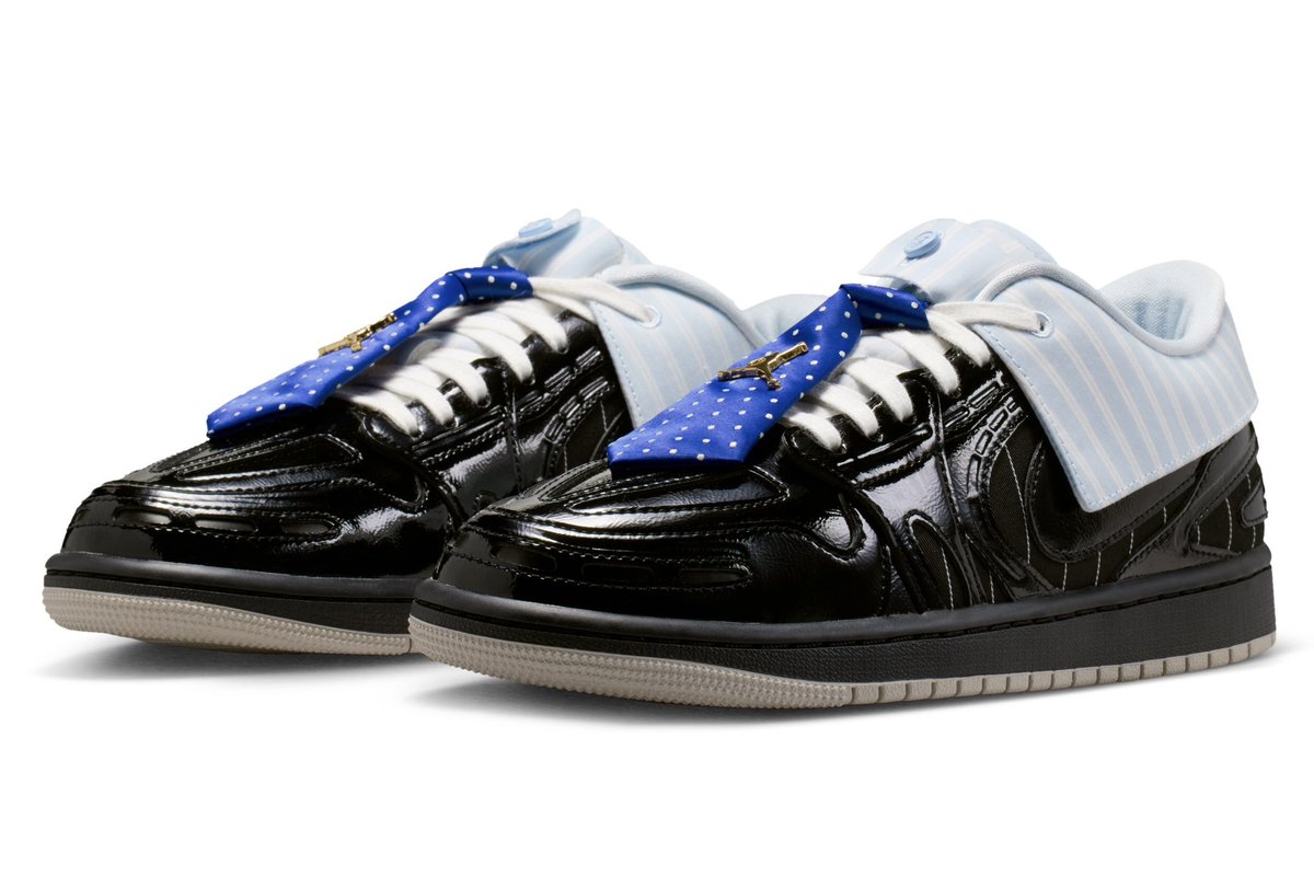 SnkrsStock's tweet photo. Official images: Air Jordan 1 MM Low V3 “Suit &amp; Tie” https://t.co/W52QypY6oh