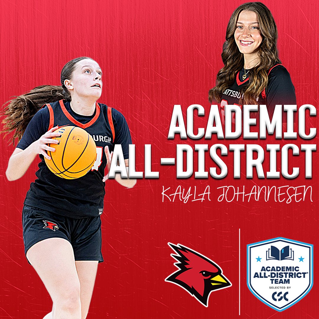 PlattsAthletics's tweet image. WBB | CSC Academic All-District Teams Are Here!!

@Cardinals_WBB's Meredith Bush, Desiree DuBois, Kayla Johannesen, and Rosie Sculco were each named to the College Sports Communicators (CSC) Academic All-District Women's Basketball Team. Great job, ladies!!!

#CardinalStrong