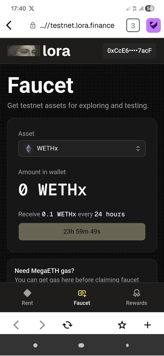 This is the second consecutivetime the faucet won't dispense tokens to my wallet. <a href="/LoraFinance/">Lora Finance</a> 
Is this an isolated  issue or general?