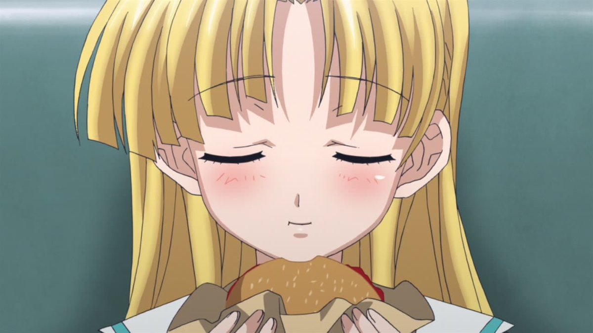 Taking a bit of her burger, still trying to adjust to the cultures here but she greatly enjoys the food.✨