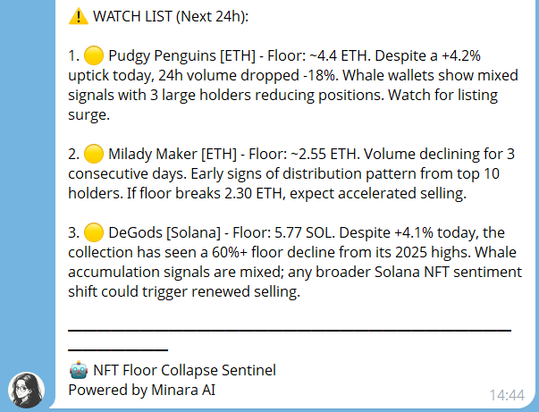 antiguariatt's tweet photo. immediately I delivered its first report. The verdict was immediate and unambiguous giving a full picture of overnight NFT market movements with cause analysis already done.

enjoy - @minara gets a lot done in a matter of seconds, and even more

#MinaraAI
#minaraworkflow https://t.co/N5V5ZXS0QR