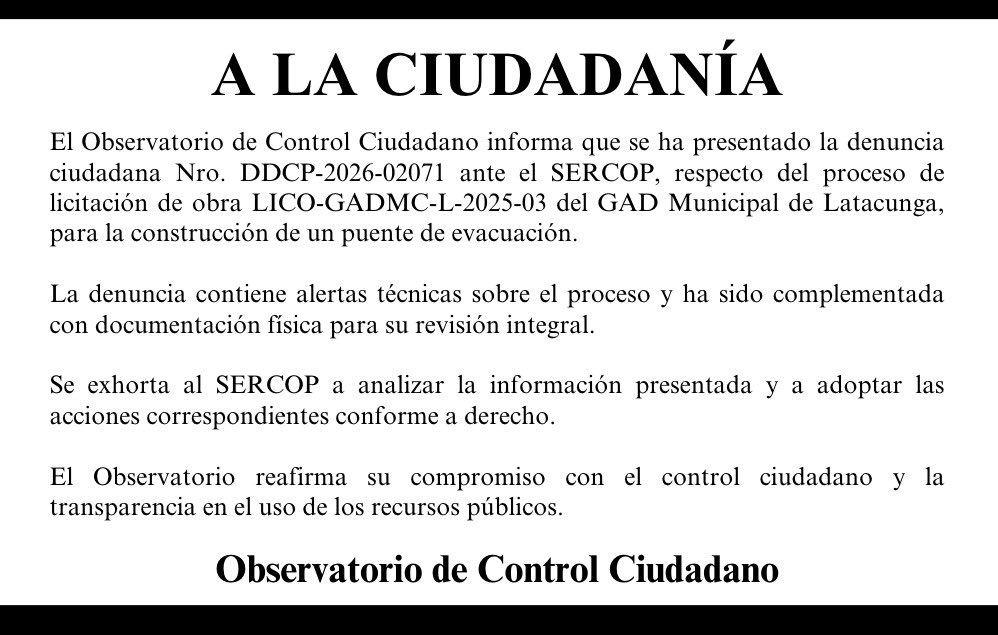 Observatorio Control Ciudadano EC tweet media