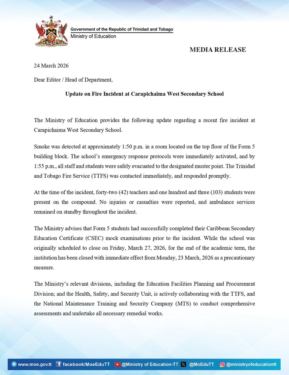 Ministry of Education | Trinidad and Tobago tweet media