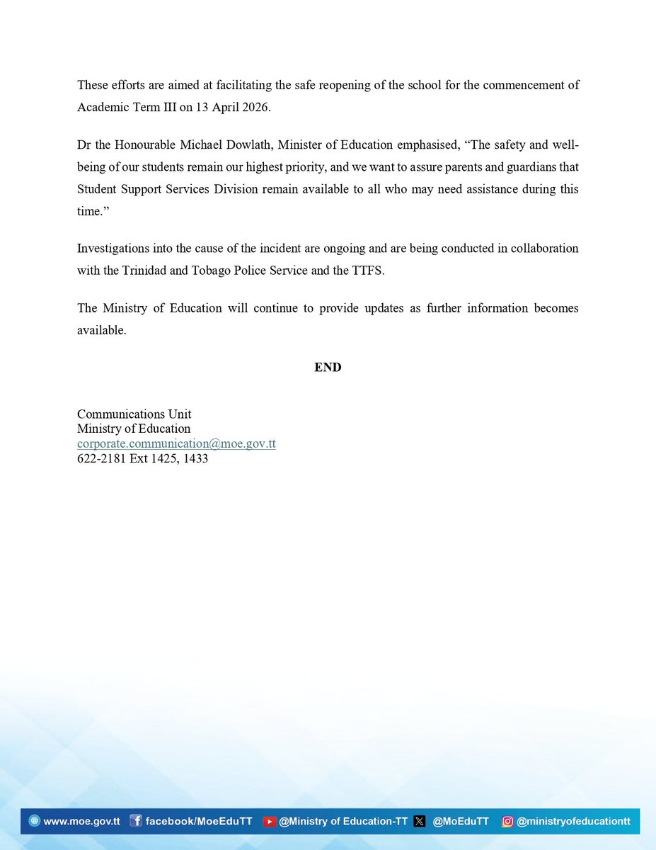 Ministry of Education | Trinidad and Tobago tweet media