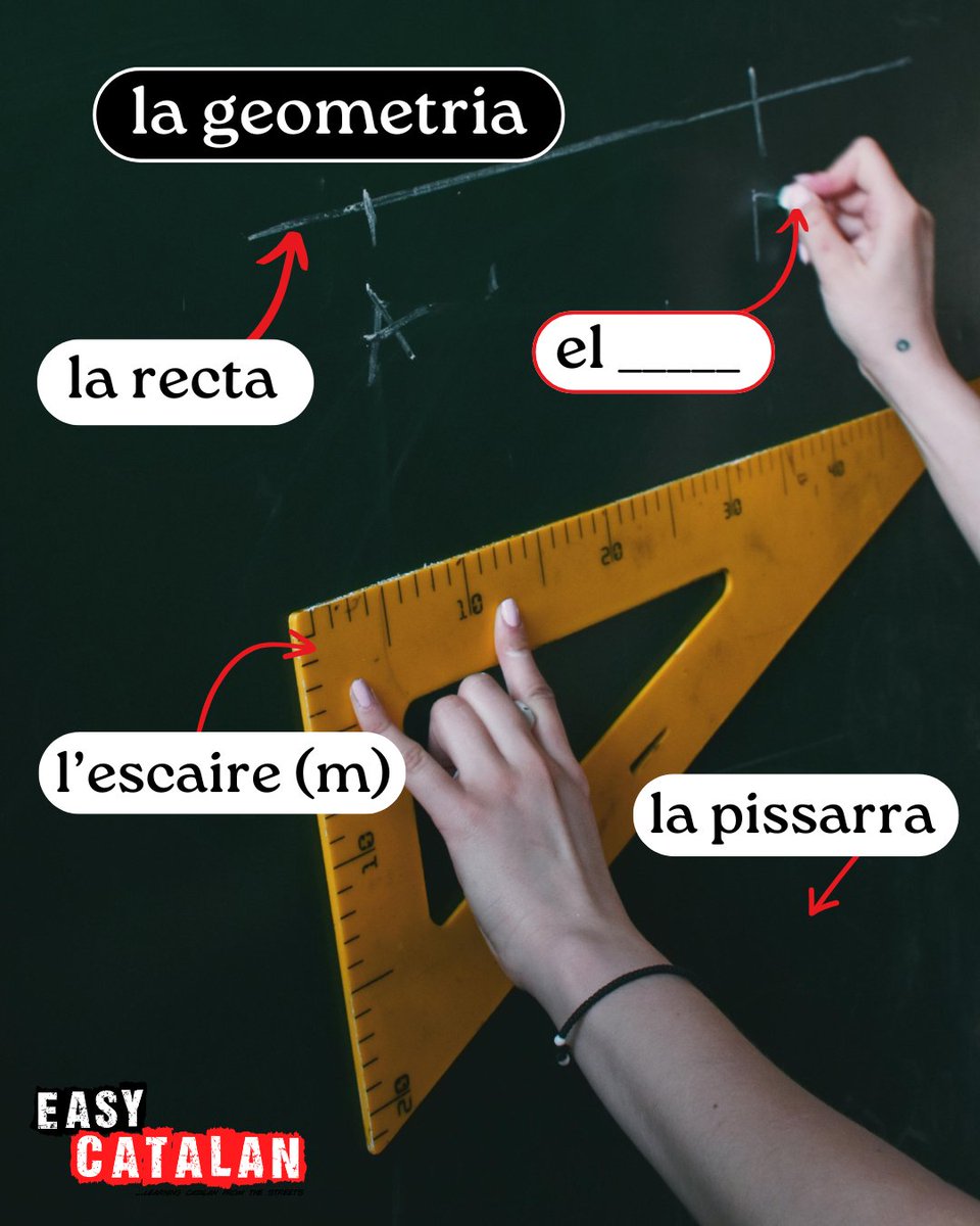 EasyCatalan's tweet image. Com es diu això blanc que serveix per a escriure a la pissarra? 📐📏
#vocabulari #classe #catalan