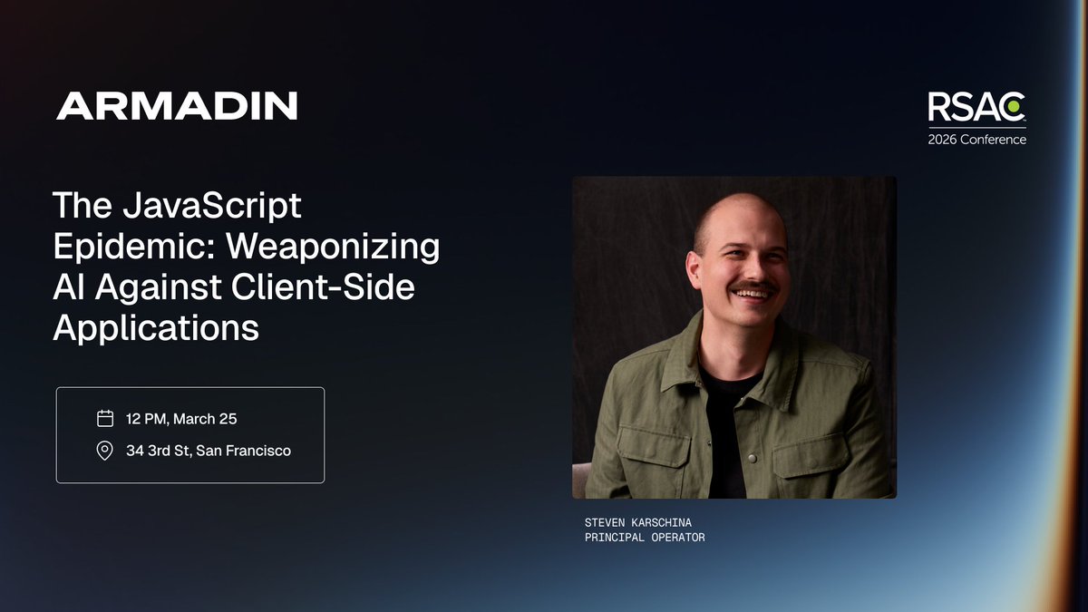LLMs don't care about your minified JS. Tomorrow at #RSAC, Principal Red Team Operator Steven Karschnia shows exactly how AI-driven recon exposes what obfuscation used to hide. Reserve your spot at The Armadin Foundry: armadin.com/blog-posts/con…
