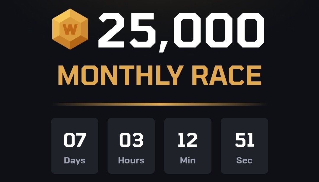 7 days left on the 25,000c monthly race! 🎊

Get your wagers in before it ends. 💸

$50x2 for random commenters 🎁