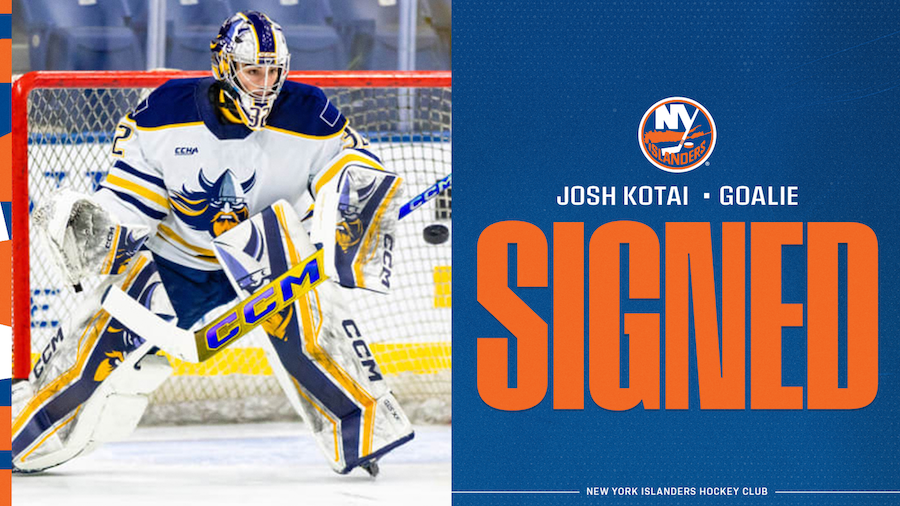 theSJHL's tweet photo. 🪧#SJHLNEWS | BREAKING: Battlefords North Stars alumnus Josh Kotai has signed an entry-level contract with the New York Islanders (NHL).

Kotai starred with Battlefords in the 2022-23, helping to deliver the North Stars an SJHL championship and a Centennial Cup Silver medal.

Details - https://t.co/G4CfDrzbmM

Release and graphic courtesy New York Islanders PR.