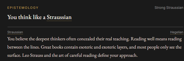 ThePoxBox's tweet photo. The Straussian question's analysis is lacking. It's not that I think things are hidden ; I think things are present, but to know all the things necessary to identify what is present requires synthesis of many other truths to have literal knowledge, and even more for allegorical, moral, anagogical meanings of Sacred Scripture. Knowing (relational understanding between things and God),  understanding (a disposition to do good), and wisdom (proper ordering of lesser and greater goods), are absent from philosophies that aim to replace God will always be inferior to the truth of creation.
