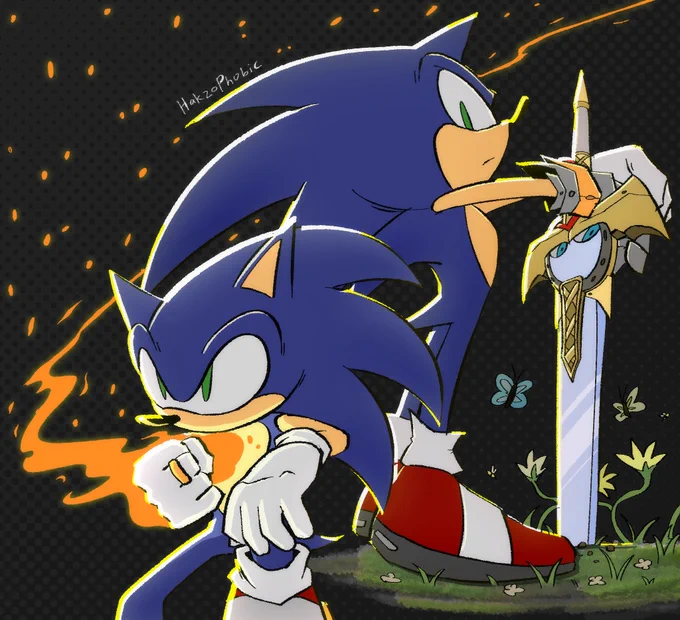 First Digital Sonic art (2016) // 'Latest' Digital Sonic art (2026) 10 years of drawing my favorite blue boy! (My first digital art dates back to 2011 but it wasn't Sonic)
