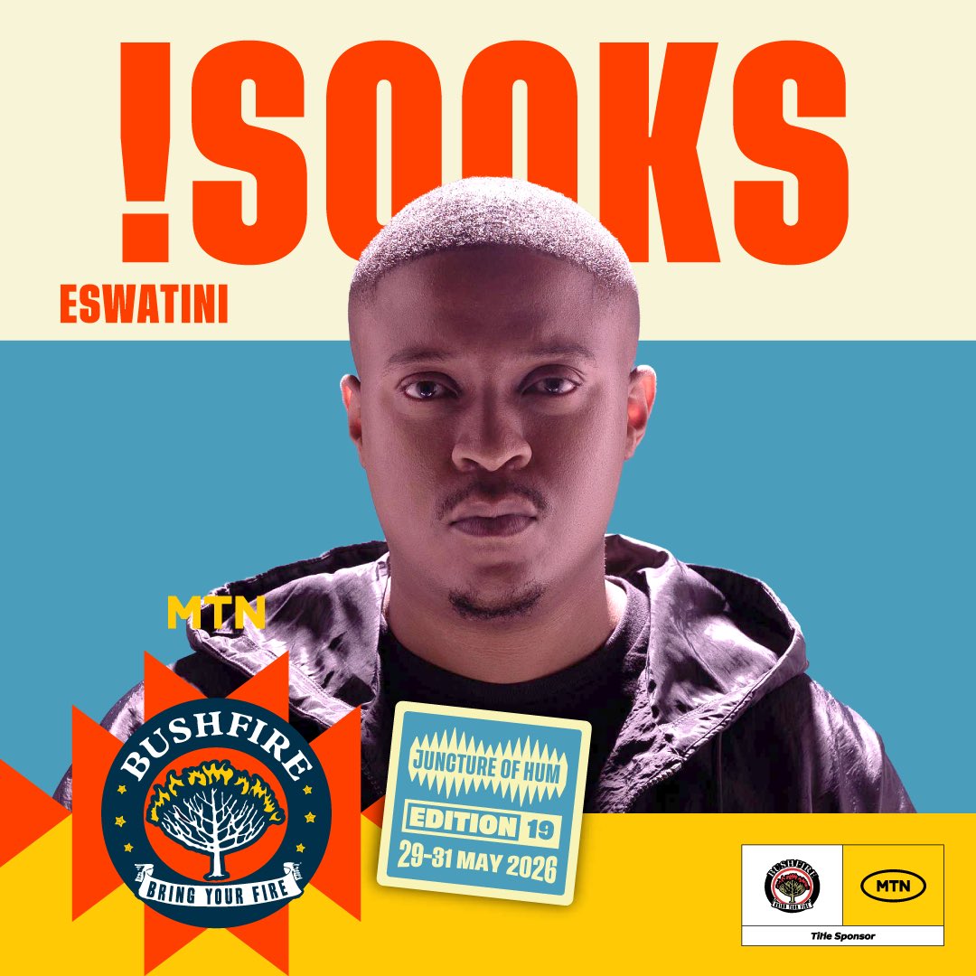 Eswatini’s multi-award-winning DJ/producer &amp; <a href="/UtwEvent/">Unleash The Wolf Event 🐺</a>’s curator <a href="/Suku_Sooks/">!Sooks</a> returns to the MTN Bushfire festival.

Blending native drums with a cinematic &amp; euphoric sound, you can expect to experience a fire-filled set of deep emotion and dancefloor energy at this year's fest.