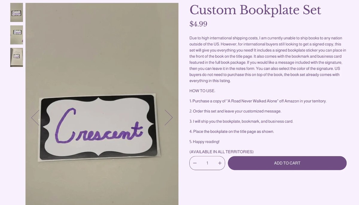 With the release of physical copies internationally, the bookplate set has arrived on my shop! Follow the instructions listed on the listing to get your own signed copy in countries outside of the US! crescentzephyr.com/shop/p/custom-…