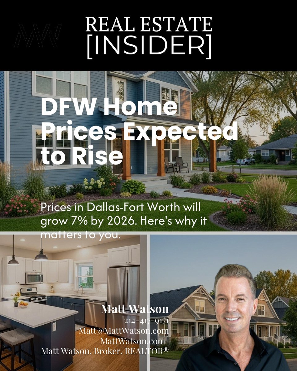 MattWatsonCom's tweet photo. A 7% price appreciation is forecasted for DFW in 2026. 📈 Buying in Uptown now captures that equity before the market shifts.

Curious about condo options? Send me a message. https://t.co/S6QZ8IRmic