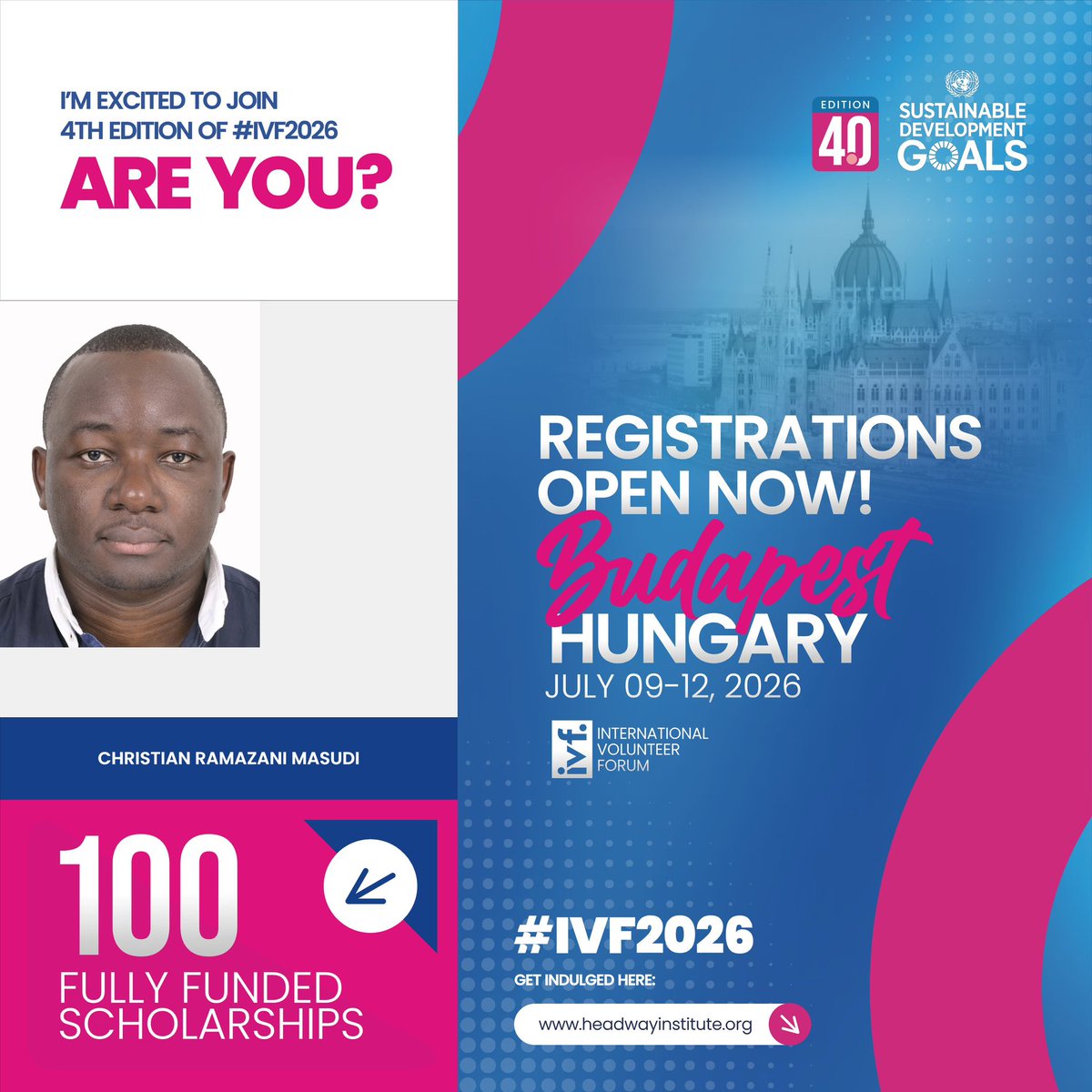 Ich freue mich, mitteilen zu können, dass ich mich als Teilnehmer für die 4. Ausgabe des International Volunteer Forum (IVF 2026) in Budapest, Ungarn, beworben habe, das vom Headway Institute of Strategic Alliance (HISA) organisiert wird.<a href="/Headway_isa/">Headway Institute of Strategic Alliance</a>