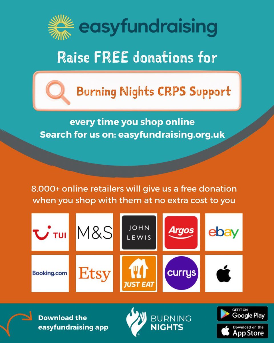 BNightsCRPS's tweet image. You can raise FREE donations for Burning Nights EVERY time you shop online. Just use #easyfundraising! Over 8,000 retailers will donate, including all the big names like John Lewis, Argos, ASOS, Just Eat and many more! Please support us: easyfundraising.org.uk/causes/burning…