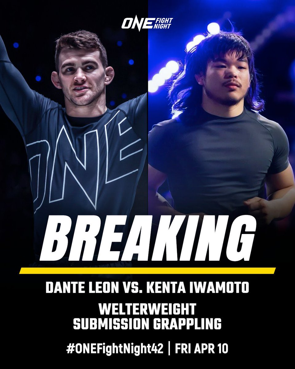 RushtonCoverage's tweet photo. @ONEChampionship sets 185-pound Submission Grappling match between Dante Leon and Kenta Iwamoto for #ONEFightNight42 

The pair is scheduled to meet on April 10th in what is expected to be another excellent showing of Jiu-Jitsu prowess.

🔗 Read more: https://t.co/laXq8KKcHV https://t.co/CW6eivPGRn