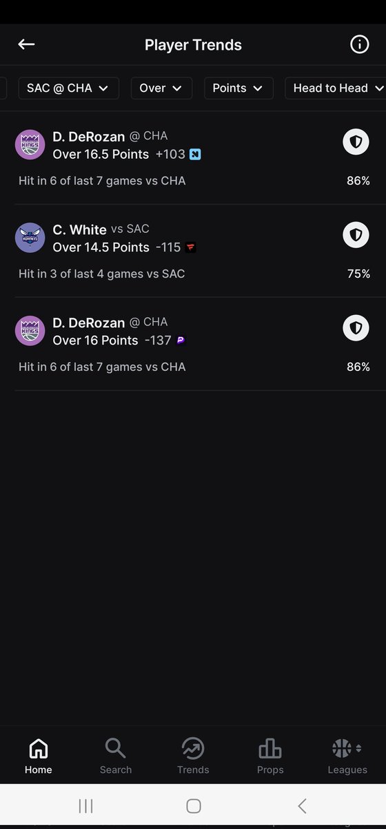 DommmWalkerrr's tweet photo. @yourlinemate It's not even giving more than a few options after the last update. Been making it difficult, especially some games having zero data in the h2h category/ last 10 games. I've told multiple people over the years about linemate and a few have contacted me about this problem as well. https://t.co/euMKxTrzJ0