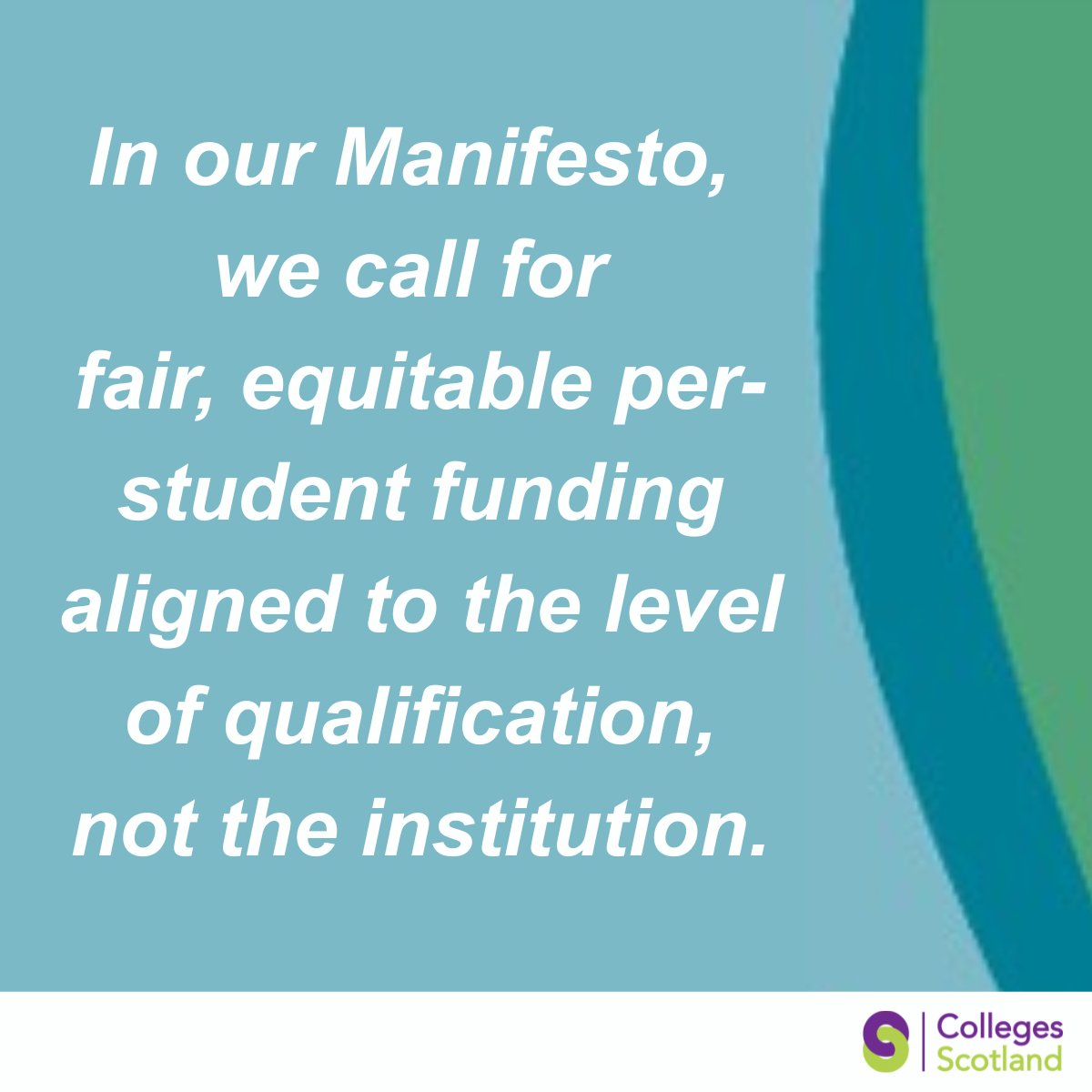 CollegesScot's tweet photo. In our Manifesto, we call for fair, equitable per-student funding aligned to the level of qualification, not the institution.
Read more at: https://t.co/miEnYqtJGy
#OpportunityThatWorks #Skills #Education https://t.co/FmUTOZMqjr