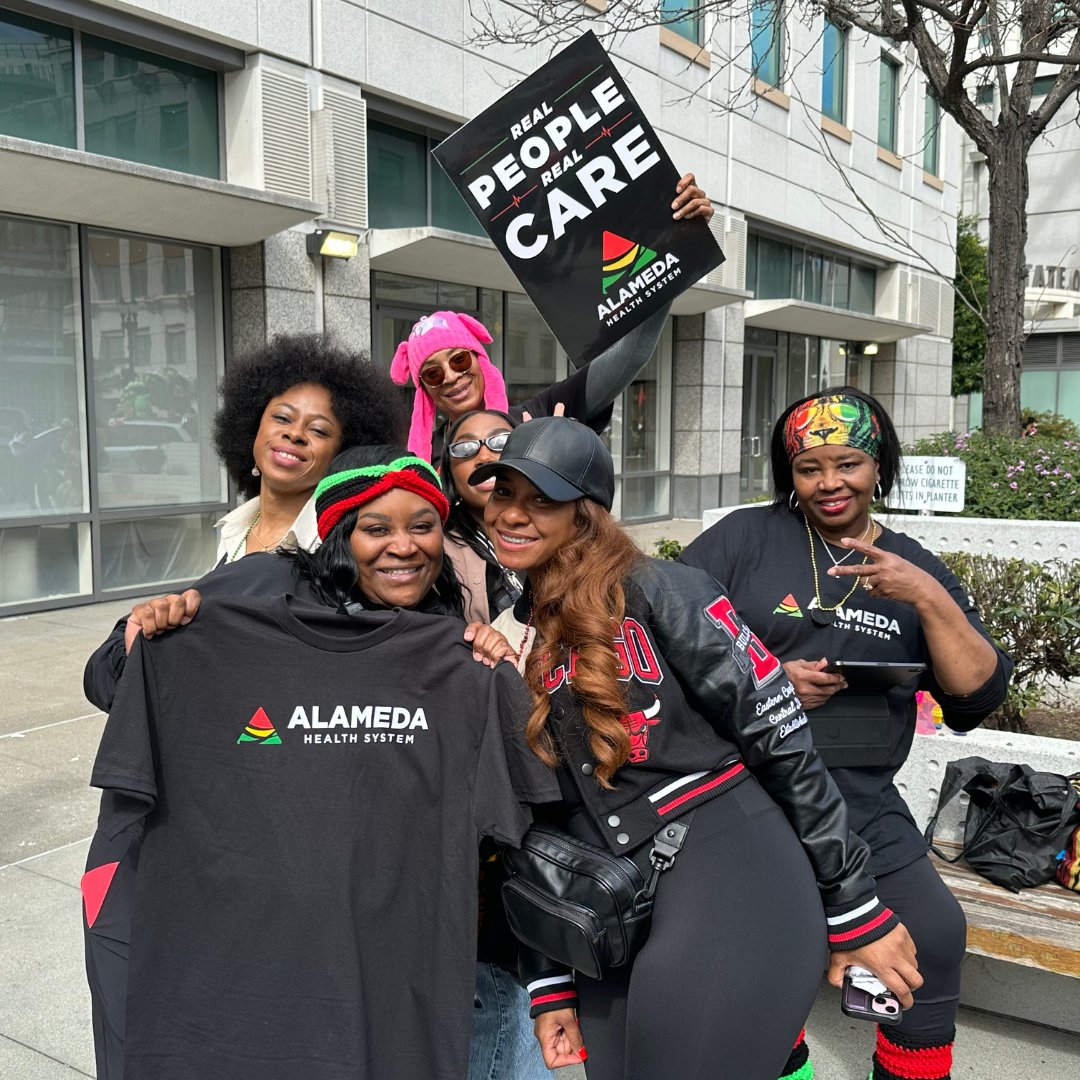 AlamedaHealth's tweet photo. More than 50 Alameda Health System employees joined the Black Joy Parade in Oakland, celebrating Black culture, creativity and community alongside neighbors and partners. See photo highlights from the celebration: https://t.co/zwKhpjVrte https://t.co/Idc1LaK4ET