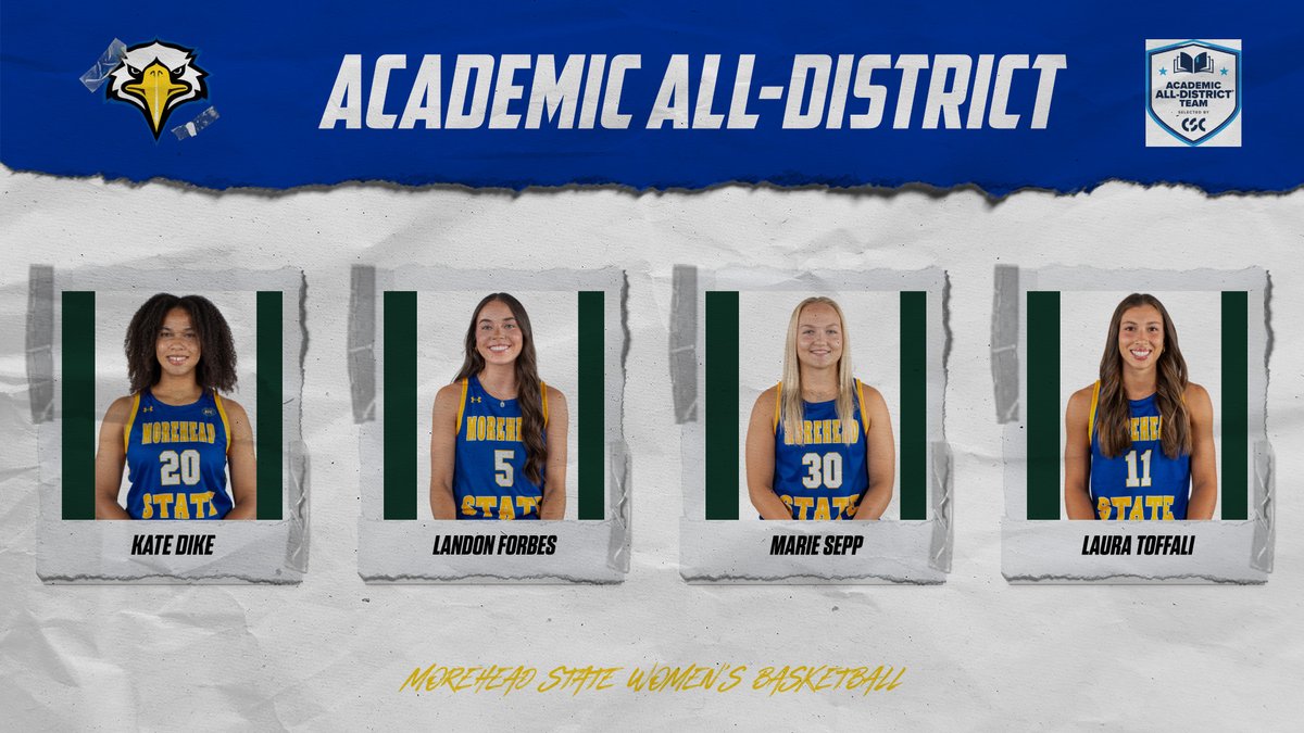 MSUEagles's tweet photo. More history for the @MSUEaglesWBB program as 4⃣ Eagles have earned Academic All-District from @CollSportsComm! Prior to this year, only 3 had ever earned the award in program history.

Congrats Kate, Landon, Marie and Laura.

Story: https://t.co/Vr47n1h6Cu

#SoarHigher #SkoEags https://t.co/YDneYSalEg