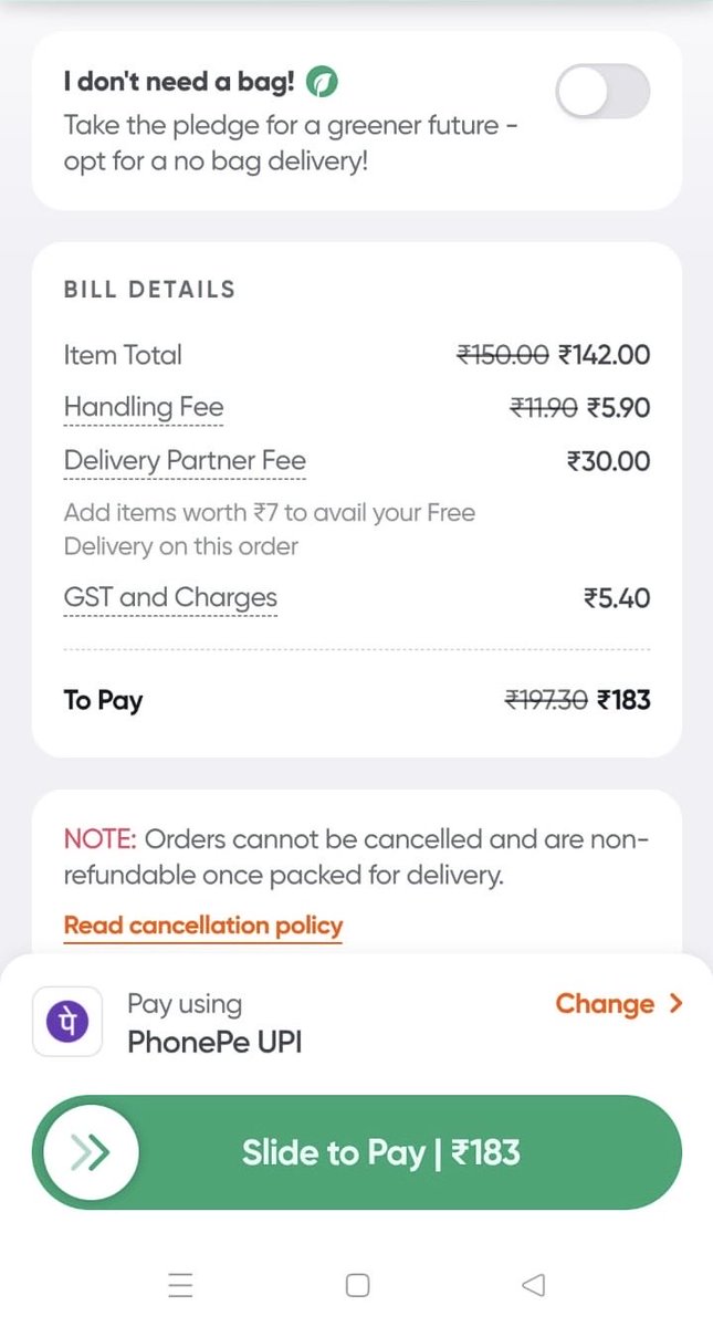 ReenaSi08's tweet photo. Handling fee on @Swiggy  is almost double on iOS compared to Android for the exact same order. Same product, same location, different device… different charges? 🤔
Feels unfair. @SwiggyCares Can you clarify what’s driving this difference? https://t.co/a8eA42wb2T