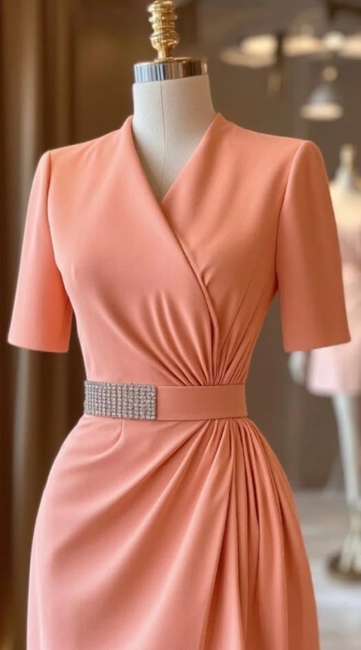 Ava48592's tweet photo. #Like the first rays of early summer light, this peach pink dress gently wraps around feminine softness. The lightly draped skirt is complemented by diamonds at the waist for a discreet yet radiant look. https://t.co/ODJtBqpib9