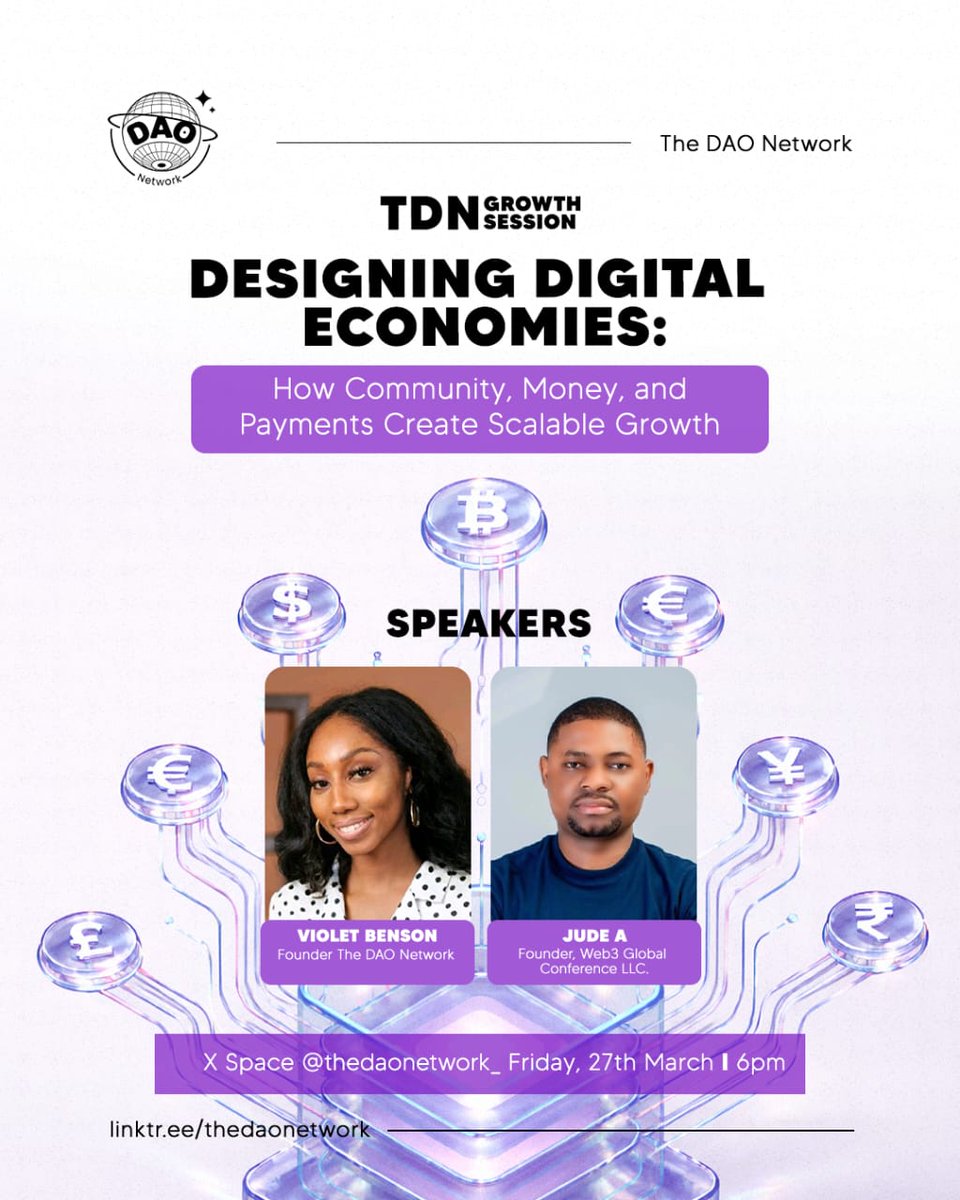 What really drives growth in digital economies? It’s more than hype; it’s structure, community, and smart systems.
 
Join us at the TDN Growth Session as we break down how community, money, and payments come together to create scalable digital economies.