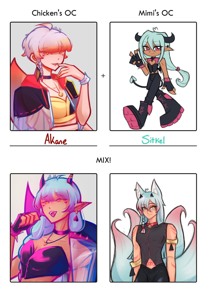 chkn_kit's tweet photo. Did a lil OC design challenge with @DiaVictrix 😌 https://t.co/o405vk9LLw
