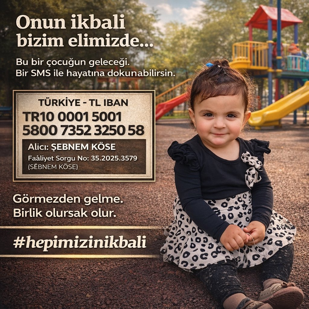 eylulburcin13's tweet photo. For İkbal, time is not on our side. Every second matters, every small support turns into a chance to live, to grow, to smile again. You don’t need to do something big—just don’t stay silent. Be part of the hope, be part of the change. Together, we can give İkbal the future she deserves 💙
#hepimizinikbali