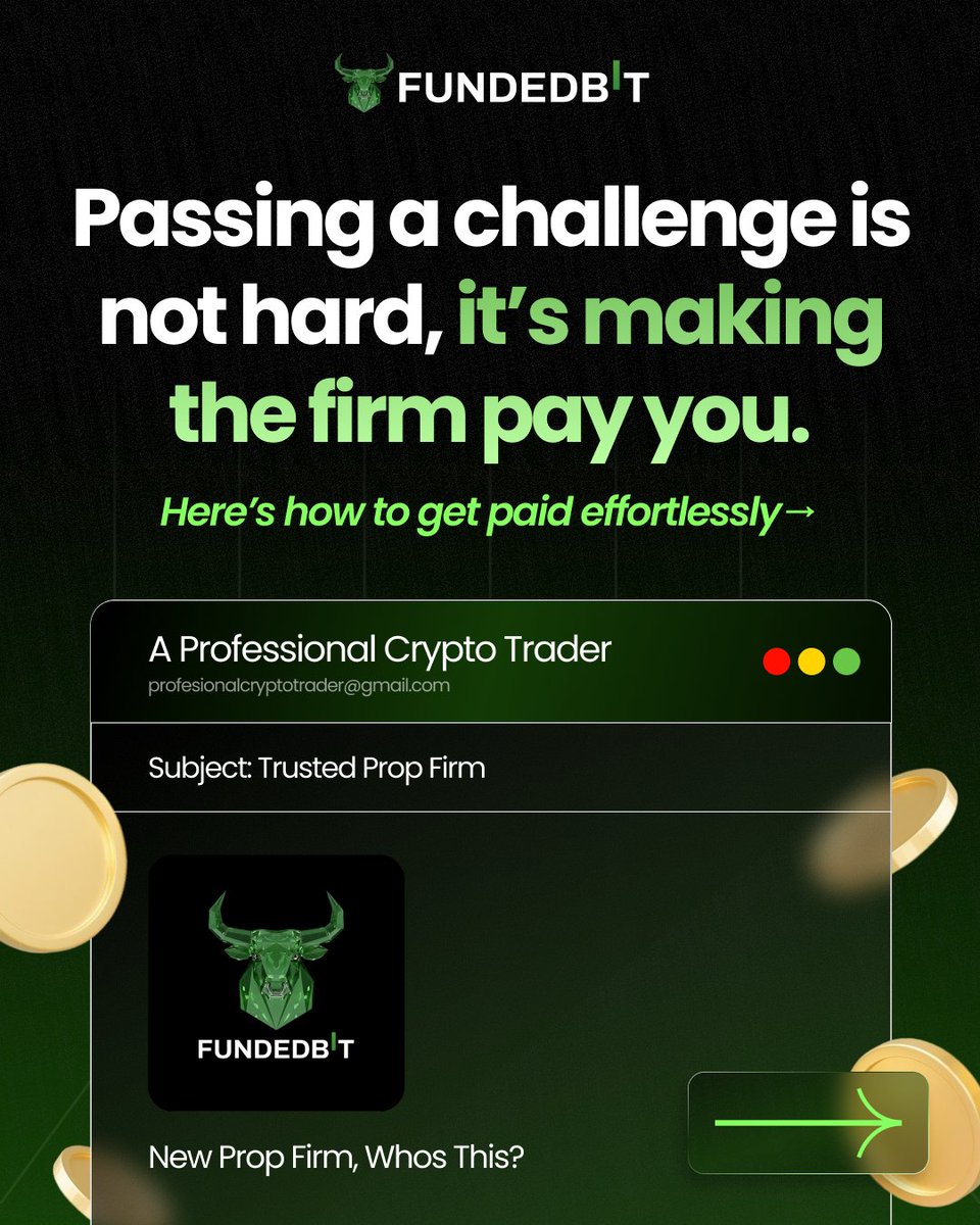 fundedbitcom's tweet photo. Passing a challenge is easy. Getting paid is what matters.
#Fundedbit #PropTrading #CryptoTrading #FundedTrader #TradeSmart #RiskManagement #TradingReality #CryptoMarkets #TradingLife https://t.co/ILiFlCxRvK