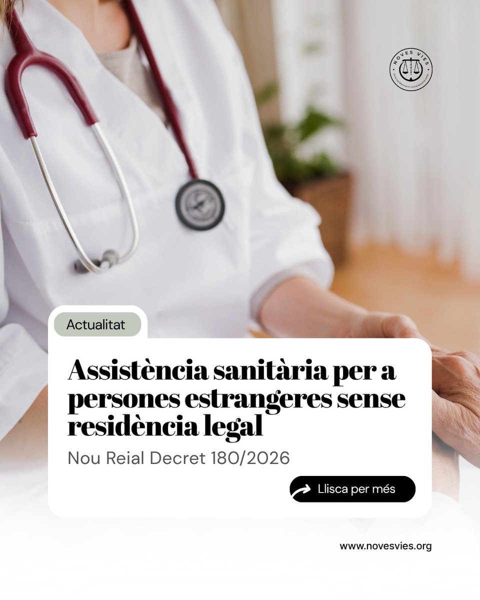 NovesVies's tweet photo. Celebrem l’aprovació d’aquest nou reial decret, que ens recorda que la sanitat pública NO és un privilegi, sinó un DRET.

És un pas important per deixar clar que la salut no depèn de la situació administrativa ❌, sinó de la necessitat real de cada persona. https://t.co/lkIj3PNMSv