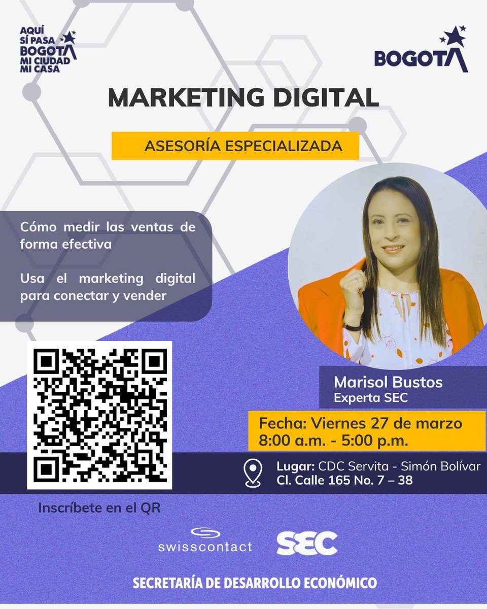 SolmaryMbc's tweet photo. 🚀 El marketing digital no es publicar… es saber conectar para vender

📅 Viernes 27 de marzo
⏰ 8:00 a.m. – 5:00 p.m.
📍 CDC Servitá – Simón Bolívar

Si eres empresario o emprendedor y quieres entender cómo llevar tu marketing al siguiente nivel, este espacio es para ti. https://t.co/9JPy3gNG45