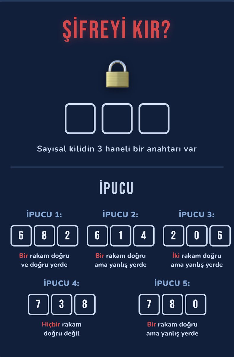 _TheCaptain___'s tweet photo. "Kolay" diyeceksin ama takılıp kalacaksın 😅
Şifreyi çöz bakalım, seni bekliyorum 🔐 https://t.co/AELcp2ZoUq