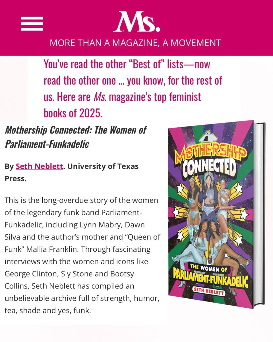 My book @mothershipconnected 📖🛸chosen as one of <a href="/ms_magazine/">Management Systems</a> Top Feminist Books of 2025 📚#womenshistorymonth #funk #music #bookstagram #mothershipconnected