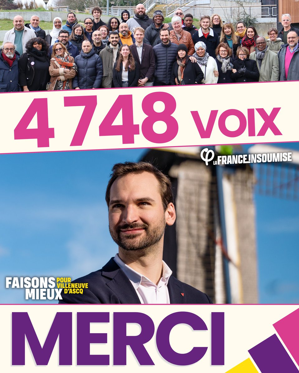 Ugobernalicis's tweet photo. Je remercie à nouveau les 4748 Villeneuvois•es qui ont soutenu notre liste pour les élections municipales ! 

Pour la suite, je veux qu'ils sachent qu'ils ne sont pas seuls et que les 5 élu•es d'opposition du groupe insoumis au conseil municipal, dont je ferai parti, porteront leurs voix.