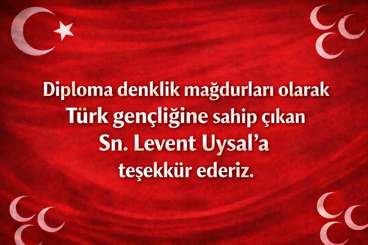 <a href="/LeventUysalNEV/">Levent Uysal</a> Denklik Sorununa sahip çıktığınız için teşekkür ederiz..
#DenklikİçinLeventUysalSözü

<a href="/MHP_Bilgi/">MHP</a>
<a href="/dbdevletbahceli/">Devlet Bahçeli</a>
<a href="/profzuhaltopcu/">Prof.Dr. Zühal TOPCU</a>
<a href="/YildizFeti/">Feti Yıldız</a>
<a href="/yasaryldrmMHP/">Yaşar Yıldırım</a>
<a href="/E_SemihYalcin/">E. Semih Yalçın</a>
<a href="/LeventUysalNEV/">Levent Uysal</a>
<a href="/M_Levent_Bulbul/">Muhammed Levent BÜLBÜL</a>
<a href="/EOzdasli/">Prof. Dr. Esma Özdaşlı</a>
<a href="/bakiersoymhp/">BAKİ ERSOY</a> 
<a href="/iletisim/">T.C. İletişim Başkanlığı</a>
<a href="/kamilaydinmhp/">Prof.Dr.Kamil Aydın</a>
<a href="/ProfDrAGurcan/">Ayşen Gürcan</a>