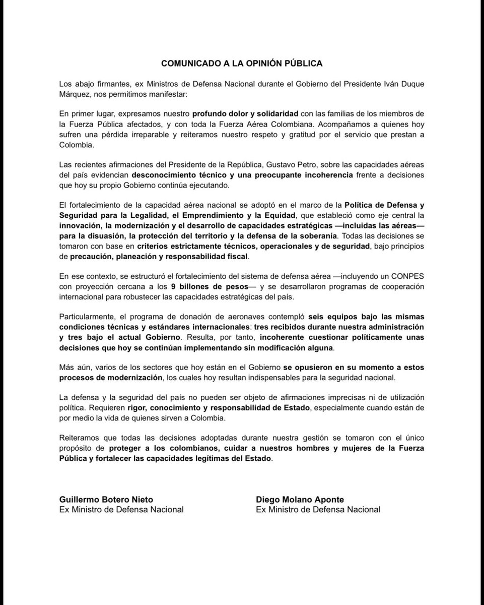 Diego Molano Aponte tweet media