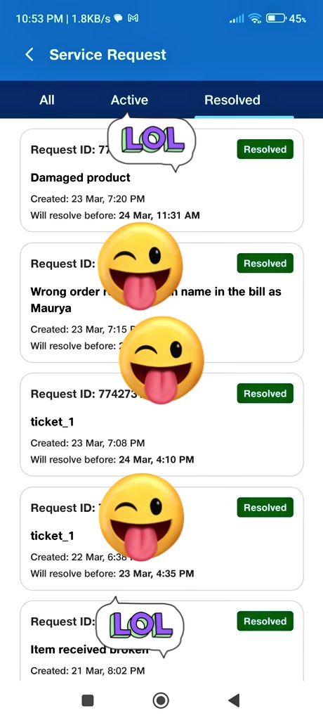hari43831617's tweet photo. @JioMart_Support no resolution received but ur app says resolved https://t.co/I7N0UhrYMW