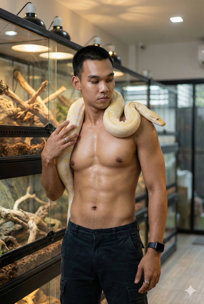 Pitak Kaewsuree poses with a yellow python... 🥰 🔥 🐍