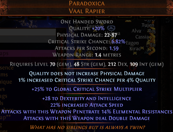 preveiling__'s tweet photo. Got this paradoxica rolling on my elemental hit slayer! Still playing private league so scavenging for more upgrades. Live in 30 minutes! https://t.co/FvtSWM8Knk https://t.co/iLVYmHDDRh