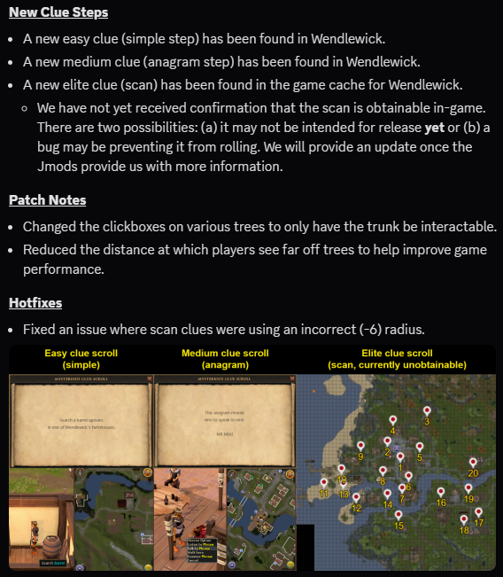 ClueChasersRS's tweet photo. Notable clue patch notes from March 23rd/24th, 2026 https://t.co/24Iapa7Zwo