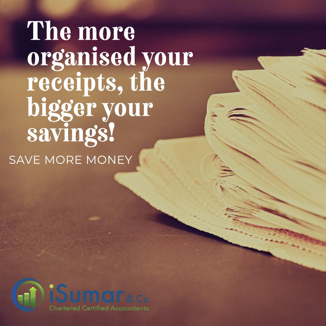isumarco's tweet photo. Organised receipts mean greater tax savings. ISumar &amp; Co help the self-employed track expenses and claim every deduction. Call 02071831432 / +447957467555 or email info@isumarco.com
 https://t.co/N4vr3Zx41a
 #OrganiseYourReceipts #MaximiseSavings #SelfEmployedHelp https://t.co/kslXGVkbsX