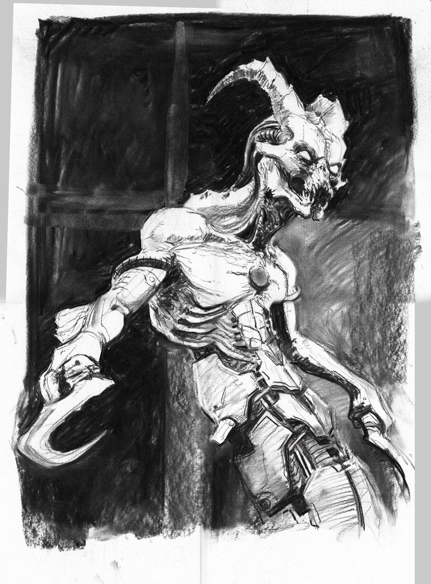 TElliottArt's tweet image. Been experimenting with combing Charcot with Airbrush. Think the results look alright. Doom fan art. 
.
.
.
.
.
.
#airbrush #painting #doom #fanart #doomthedarkages