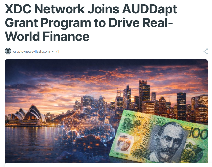 0xSynthChain's tweet photo. 🚨 Big Win for $XDC 🚨

$XDC joins the #AUDDapt_Grant_Program, unlocking funding for real-world payment &amp; finance apps. 💸

No hype, just real adoption. 🔥

👉 https://t.co/C35AJLBb8K

@XDCNetwork #RealWorldAssets #Bockchain #TradeFi https://t.co/25lPf8f3Ct