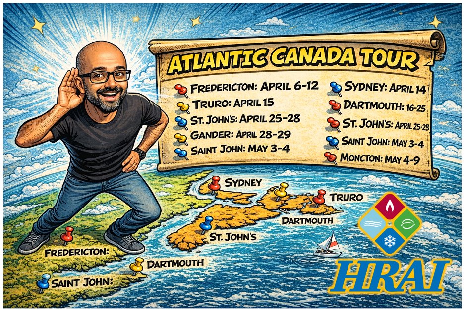 HRAI_Canada's tweet image. HRAI’s Director of Government Relations, Abhilash Kantamneni, is going on tour!

On this journey across Atlantic Canada, he’ll be looking for #HVACR contractors who are willing to take a short online #heatpump skills assessment at hrai.ca/atlantic-regio….