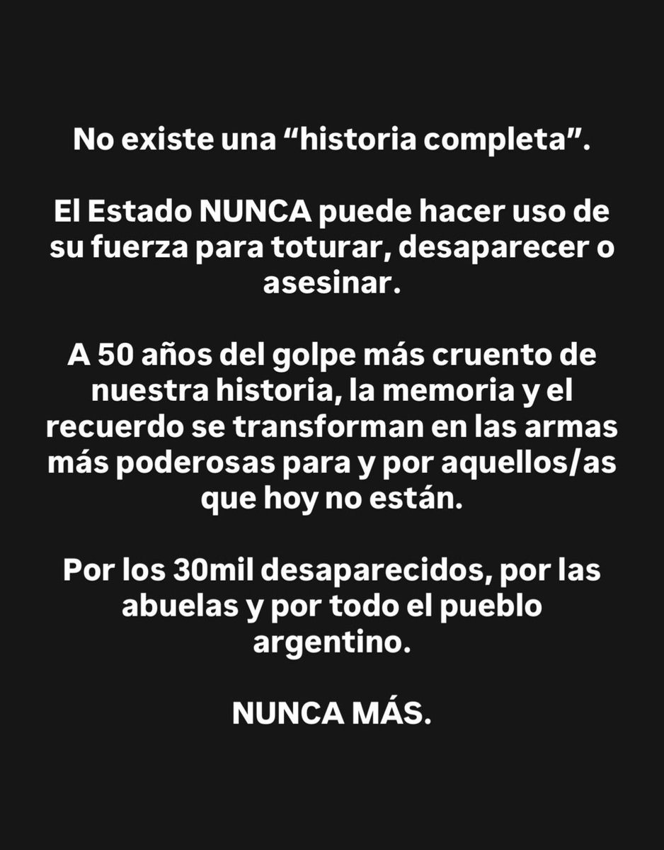 Hoy y siempre: NUNCA MÁS.