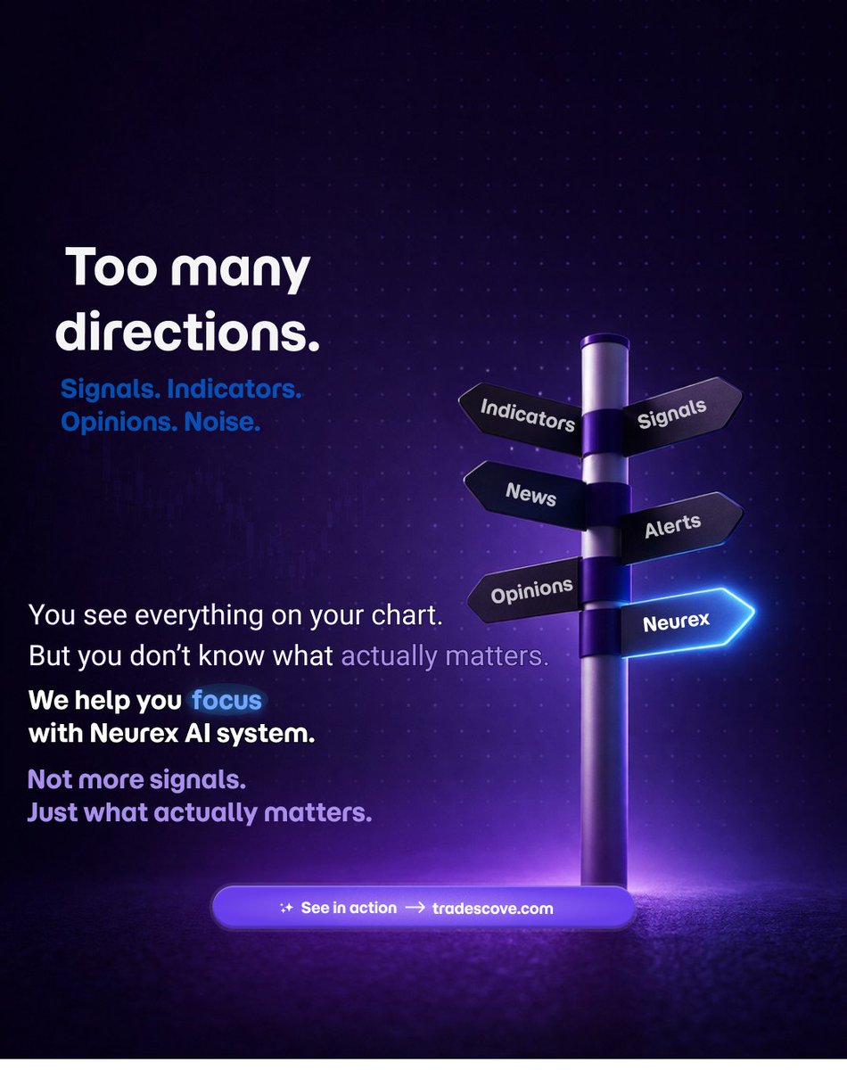 TradesCove's tweet photo. Too many directions.

Indicators. News. Signals. Opinions.

Everything looks right.
But nothing feels clear.
We help you focus  with Neurex.

See it in action. https://t.co/9yqDhzAHLe