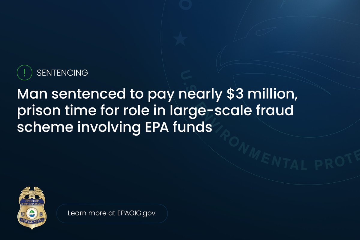 Epa Rin Fraud EPA OIG special agents were part of a joint investigation that led to ...