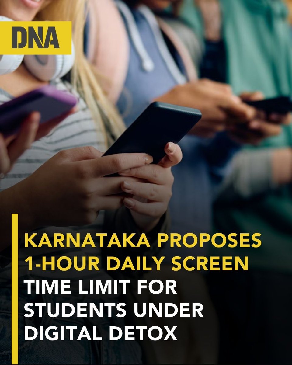 dna's tweet image. The Karnataka government has proposed a draft policy aimed at promoting responsible digital use among students amid growing concerns over mental health issues linked to excessive screen time.

#Karnataka #Students #DigitalDetox #DNAUpdates