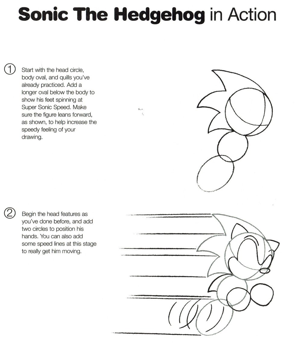 Drawing Sonic in action - pages from ‘How to Draw Sonic & The Gang’ by